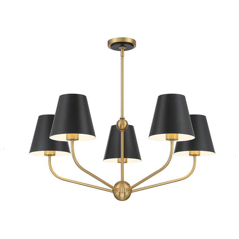 Image 2 Xavier 5 Light Vibrant Gold + Matte Black Chandelier