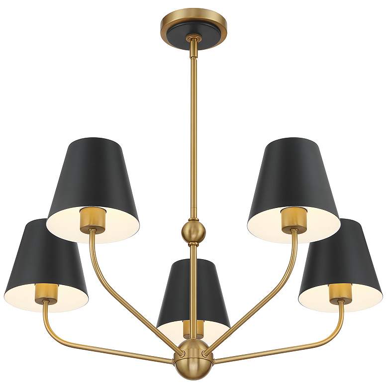 Image 3 Xavier 5 Light Vibrant Gold + Matte Black Chandelier more views