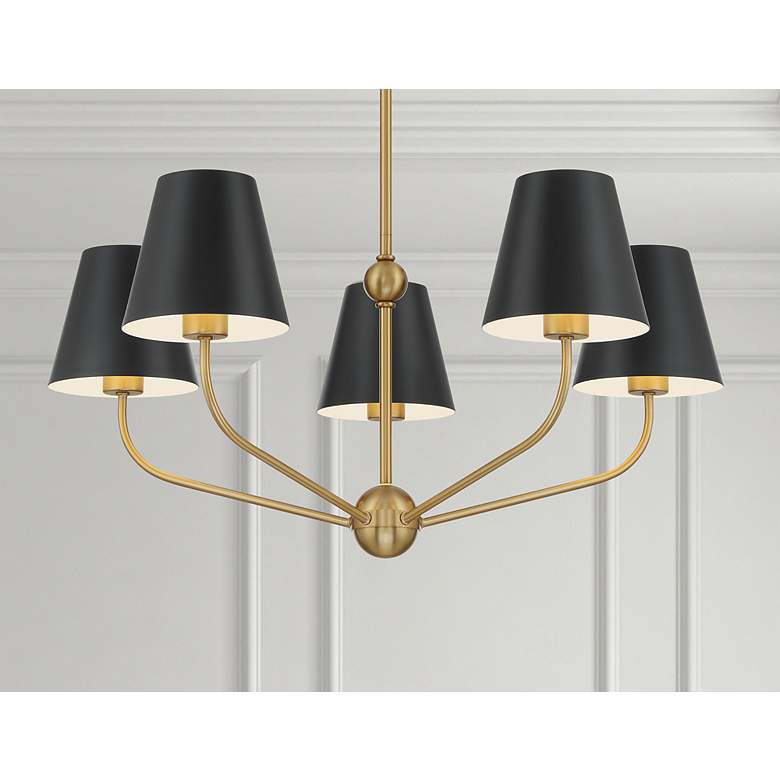 Image 7 Xavier 5 Light Vibrant Gold + Matte Black Chandelier more views