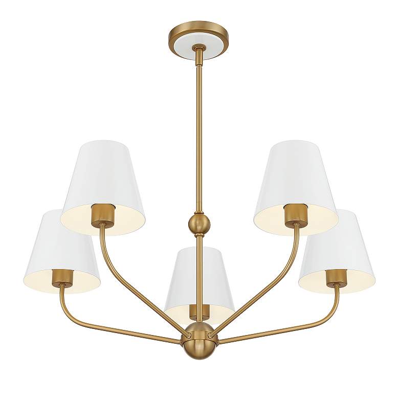 Image 3 Xavier 5 Light Vibrant Gold + White Chandelier more views