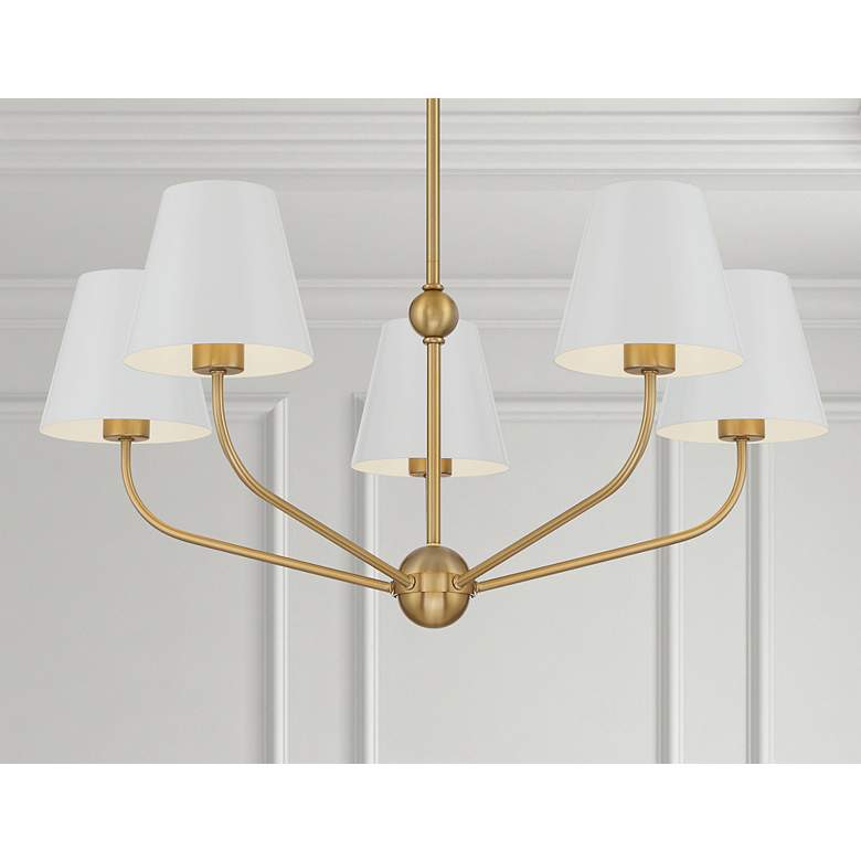 Image 7 Xavier 5 Light Vibrant Gold + White Chandelier more views