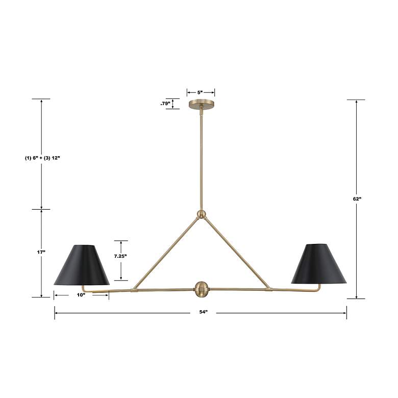 Image 7 Xavier 54" Wide Vibrant Gold 4-Light Linear Chandelier more views