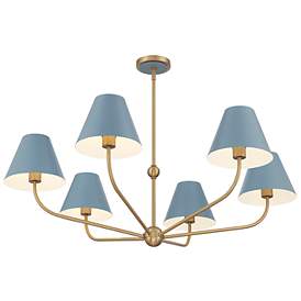 Image5 of Xavier 6 Light Vibrant Gold + Blue Chandelier more views