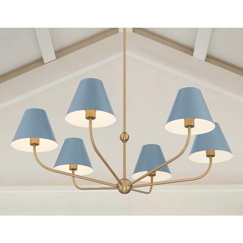 Image 7 Xavier 6 Light Vibrant Gold + Blue Chandelier more views