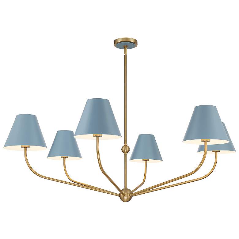 Image 1 Xavier 6 Light Vibrant Gold + Blue Chandelier