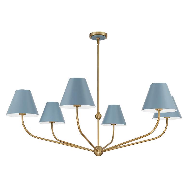 Image 3 Xavier 6 Light Vibrant Gold + Blue Chandelier more views