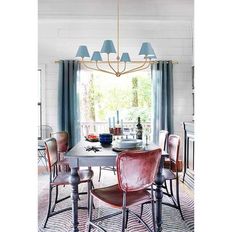 Image 7 Xavier 6 Light Vibrant Gold + Blue Chandelier more views