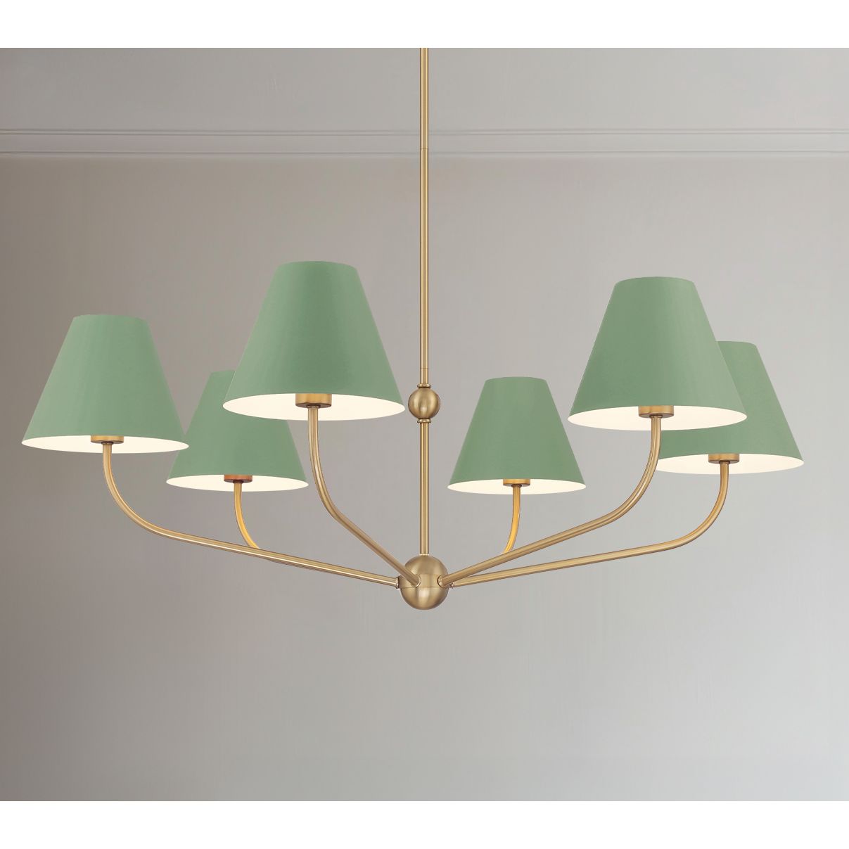 Xavier 6 Light Vibrant Gold + Green Chandelier