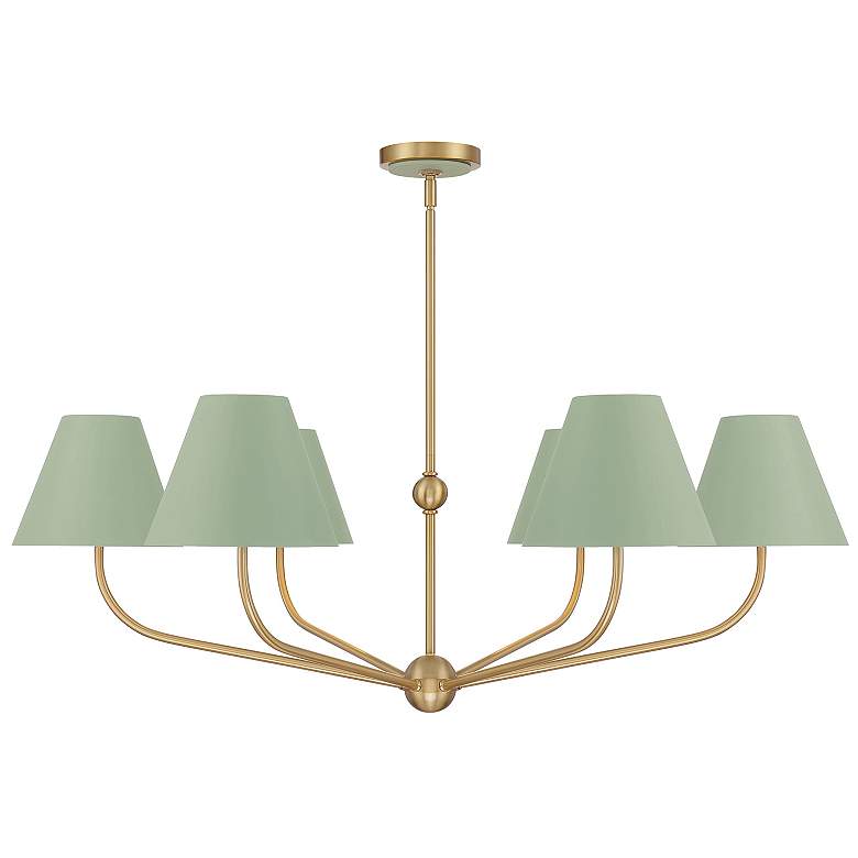 Image 4 Xavier 6 Light Vibrant Gold + Green Chandelier more views