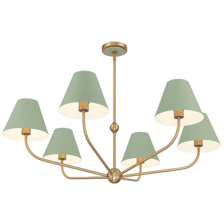 Image 5 Xavier 6 Light Vibrant Gold + Green Chandelier more views