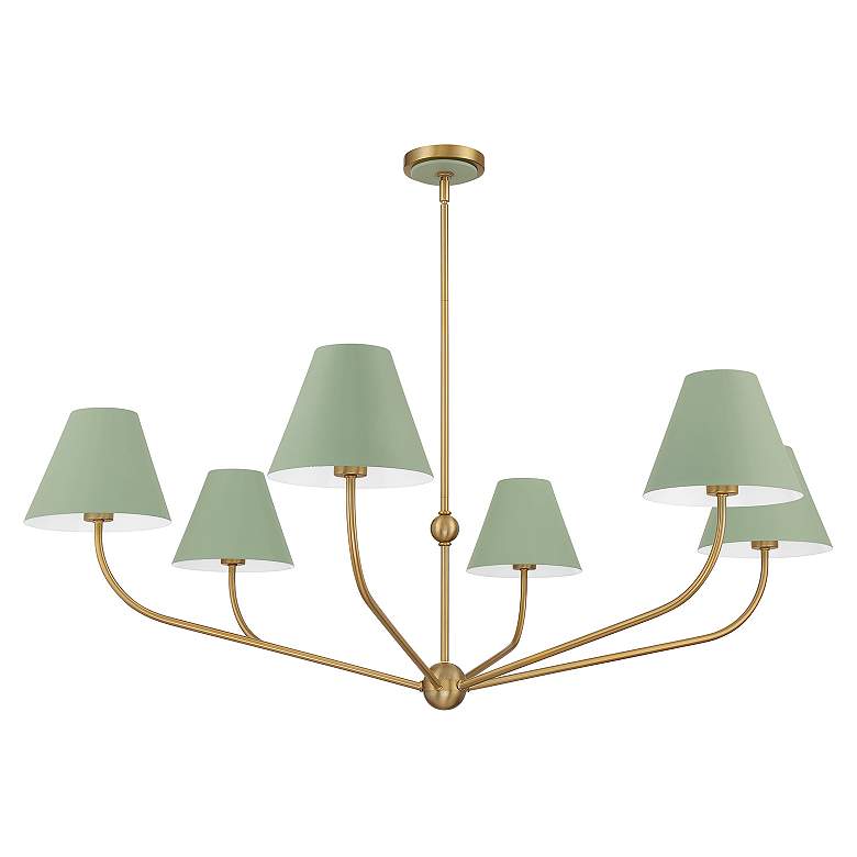 Image 3 Xavier 6 Light Vibrant Gold + Green Chandelier more views
