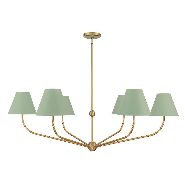 Image 4 Xavier 6 Light Vibrant Gold + Green Chandelier more views