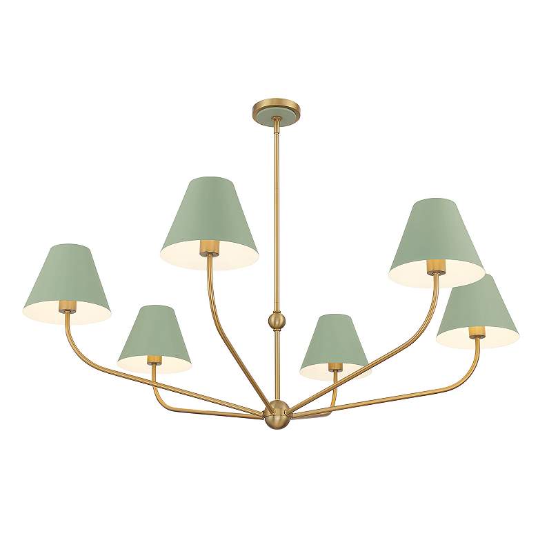 Image 5 Xavier 6 Light Vibrant Gold + Green Chandelier more views