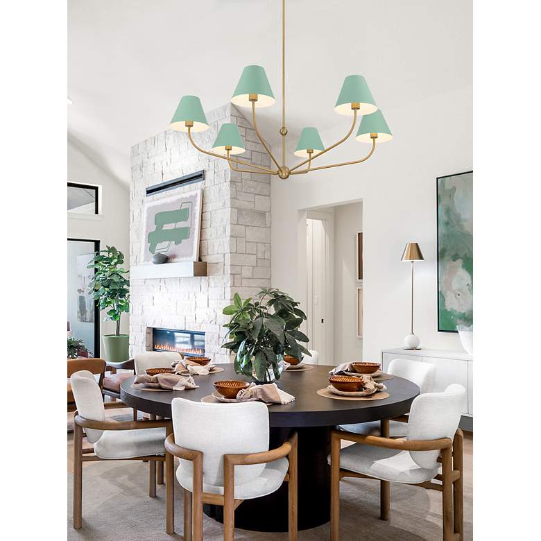 Image 7 Xavier 6 Light Vibrant Gold + Green Chandelier more views