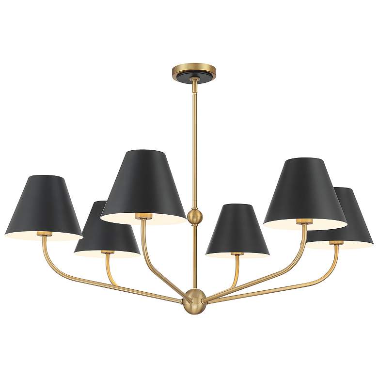 Image 2 Xavier 6 Light Vibrant Gold + Matte Black Chandelier