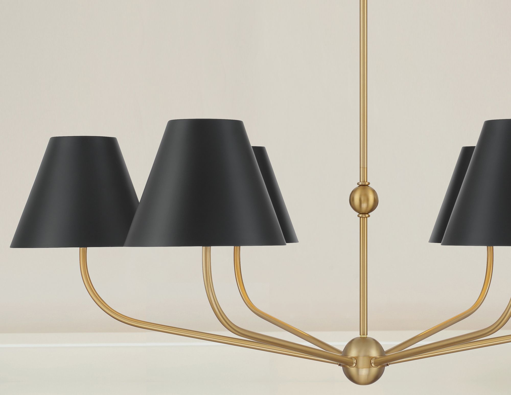 Xavier 6 Light Vibrant Gold + Matte Black Chandelier