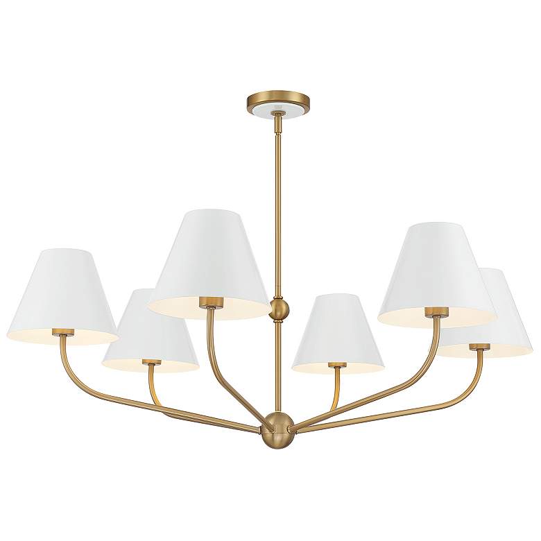 Image 1 Xavier 6 Light Vibrant Gold + White Chandelier