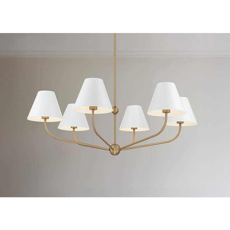 Image 6 Xavier 6 Light Vibrant Gold + White Chandelier more views