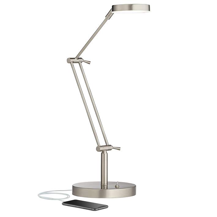 mode zoals dat verbanning Xenos Satin Nickel Adjustable Modern LED Desk Lamp with USB Port - #62C93 |  Lamps Plus