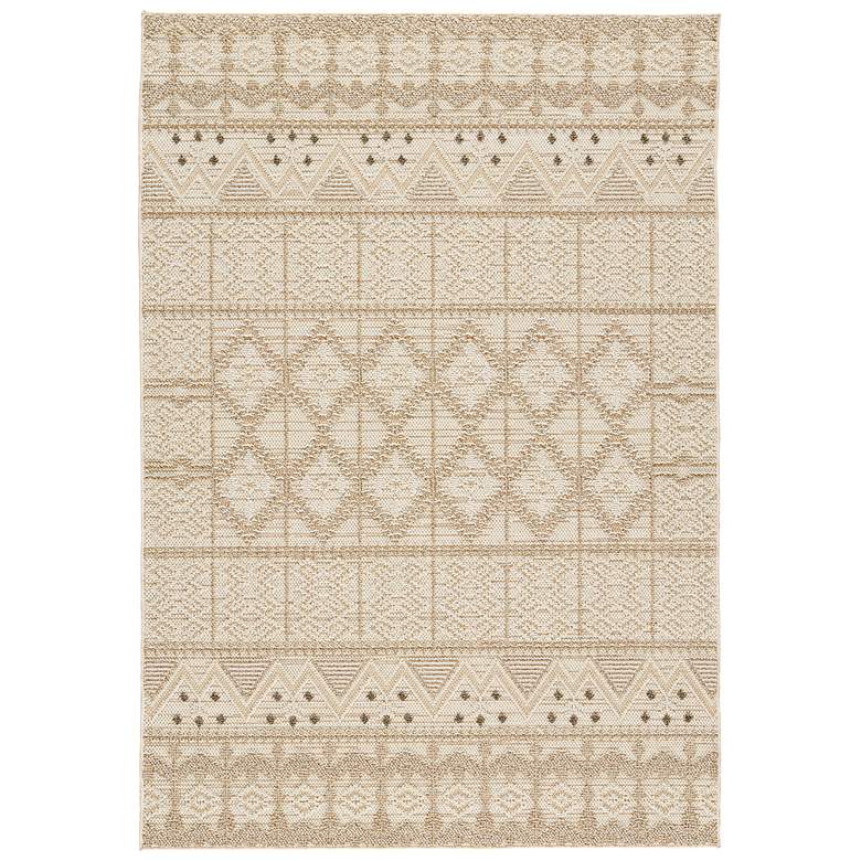 Image 2 Xyla PRA05 4&#39;x6&#39; Cream and Brown Indoor/Outdoor Area Rug