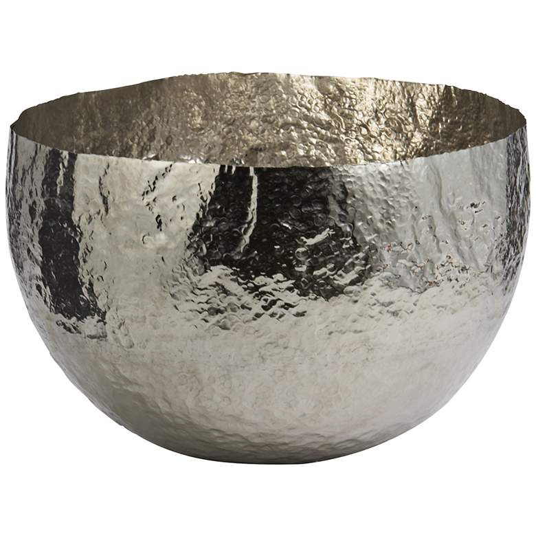 Image 1 Xylo 13" Wide Hammered Nickel-Plated Large Bowl