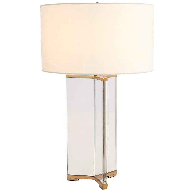 Image 2 Y Antique Brass and Clear Crystal Table Lamp