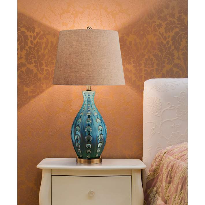 360 Lighting Mid-Century Modern Teal Ceramic Vase Table Lamp - #Y4423 |  Lamps Plus