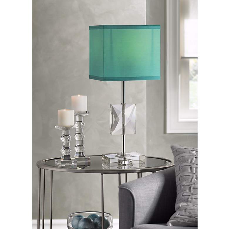 Image 1 360 Lighting Clara Crystal and Teal Blue Shade Accent Table Lamp in scene