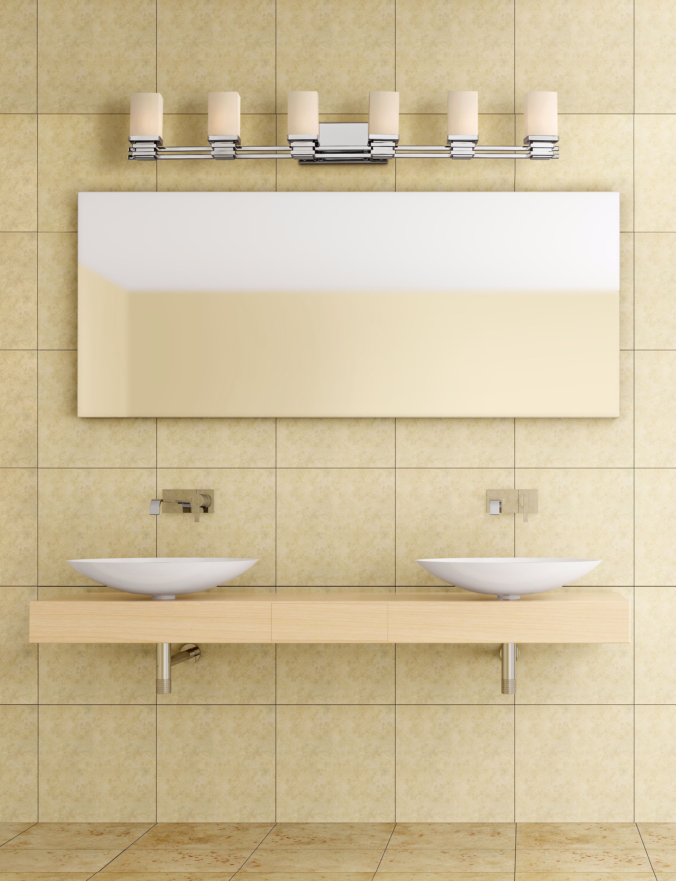 Thumbnail1 of Possini Euro Bennett 48 1/2" Wide 6-Light Chrome Bath Light in scene