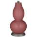 Toile Red Double Gourd Table Lamp with Vine Lace Trim