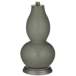 Pewter Green Double Gourd Table Lamp with Vine Lace Trim