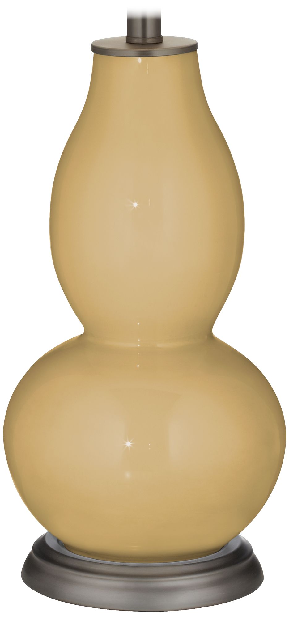 Empire Gold Double Gourd Table Lamp with Vine Lace Trim