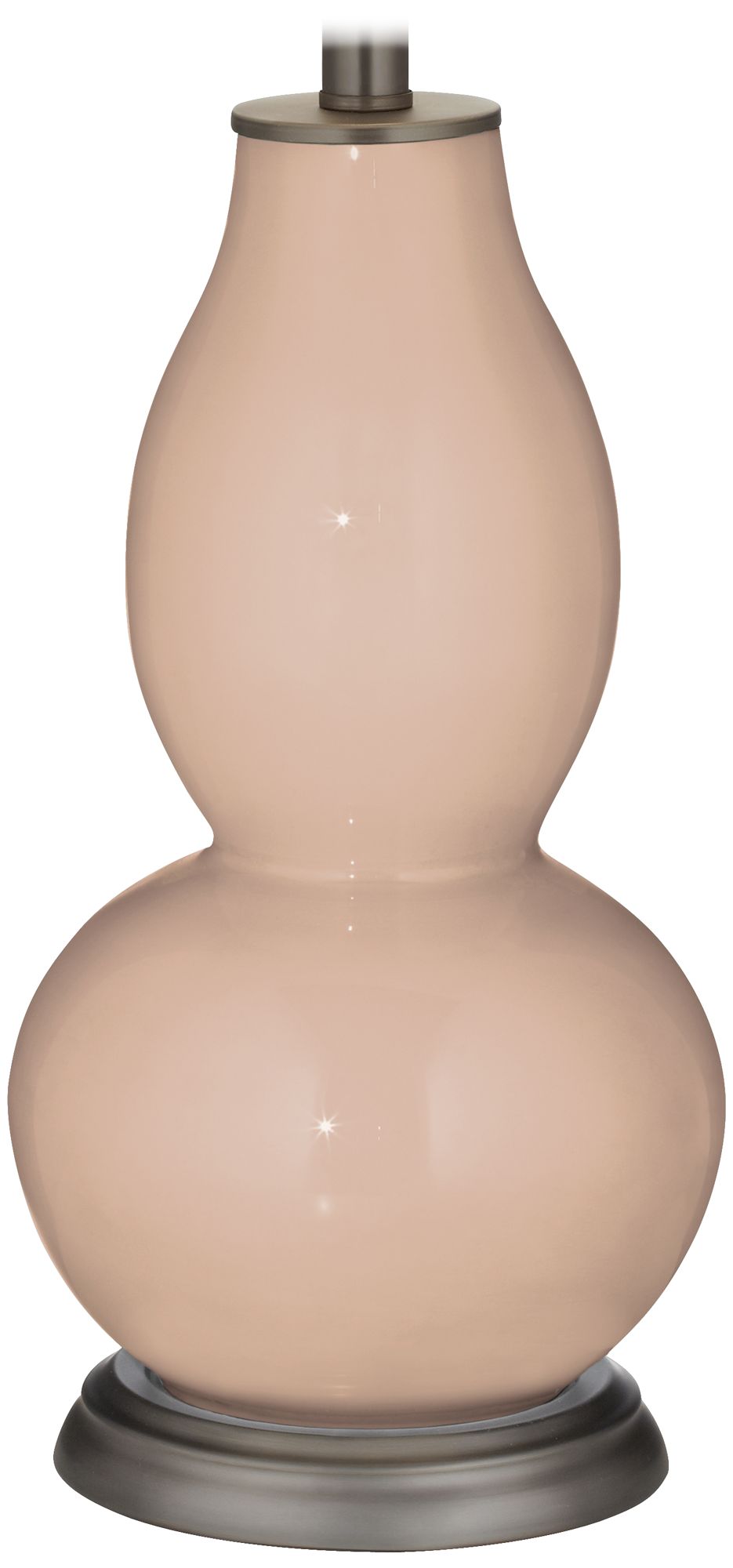 Italian Coral Double Gourd Table Lamp with Vine Lace Trim