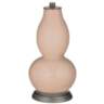 Italian Coral Double Gourd Table Lamp with Vine Lace Trim