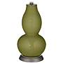 Rural Green Linen Drum Shade Double Gourd Table Lamp
