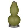 Rural Green Linen Drum Shade Double Gourd Table Lamp