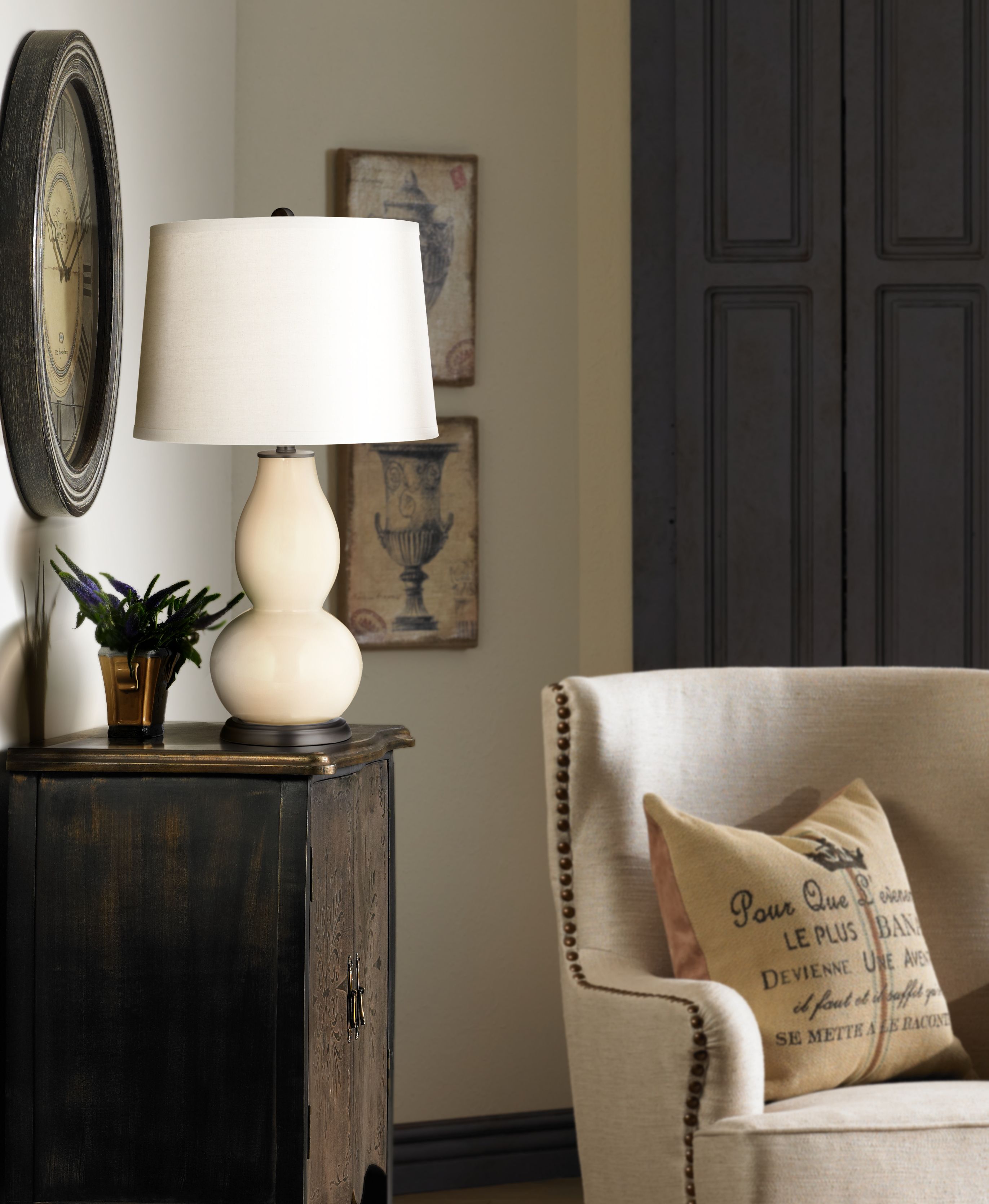 Image 1 Color Plus Double Gourd 28 3/4" Colonial Tan Table Lamp in scene