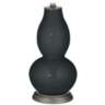 Black of Night Double Gourd Lamp w/ Black Gold Beading Shade