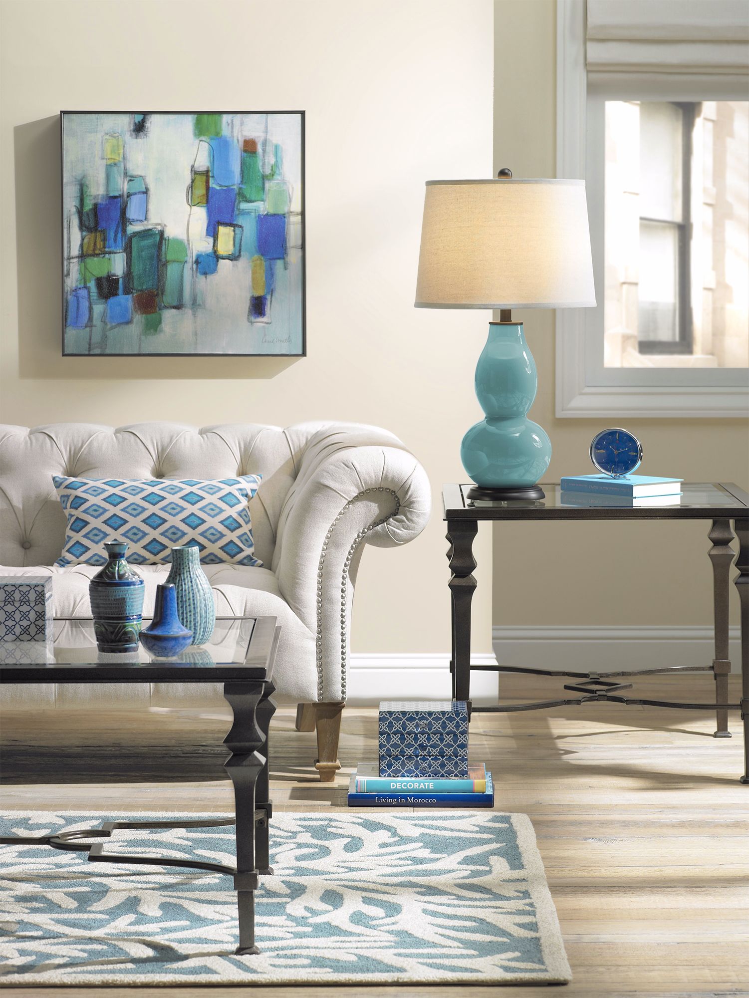 Image 1 Color Plus Double Gourd 28 3/4" Reflecting Pool Blue Table Lamp in scene