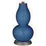 Regatta Blue Linen Drum Shade Double Gourd Table Lamp