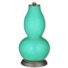 Turquoise Linen Drum Shade Double Gourd Table Lamp