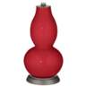 Ribbon Red Linen Drum Shade Double Gourd Table Lamp