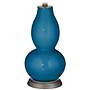 Color Plus Double Gourd 29 1/2&quot; Rose Bouquet Mykonos Blue Table Lamp