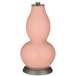 Mellow Coral Rose Bouquet Double Gourd Table Lamp