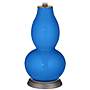Color Plus Double Gourd 29 1/2&quot; Rose Bouquet Royal Blue Table Lamp