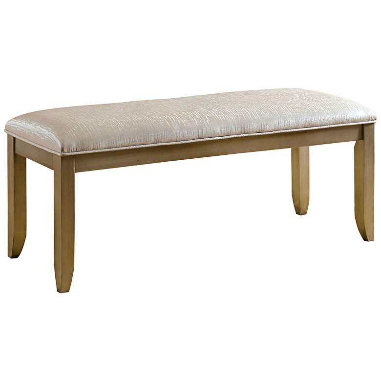 Image 1 Yale Retro Silver Fabric Natural Wood Accent Bench