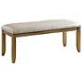 Yale Retro Silver Fabric Natural Wood Accent Bench