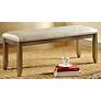 Yale Retro Silver Fabric Natural Wood Accent Bench