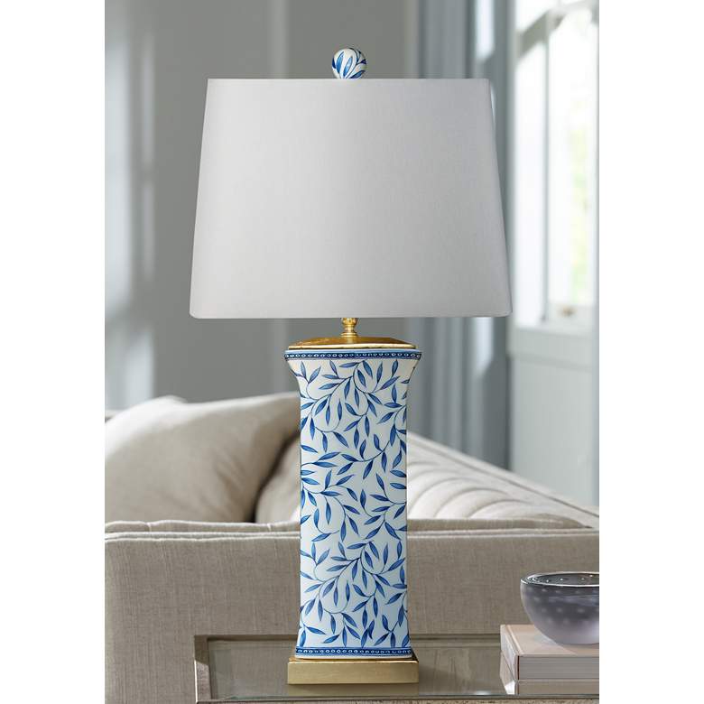 Image 1 Yangtze Blue and White Porcelain Column Table Lamp