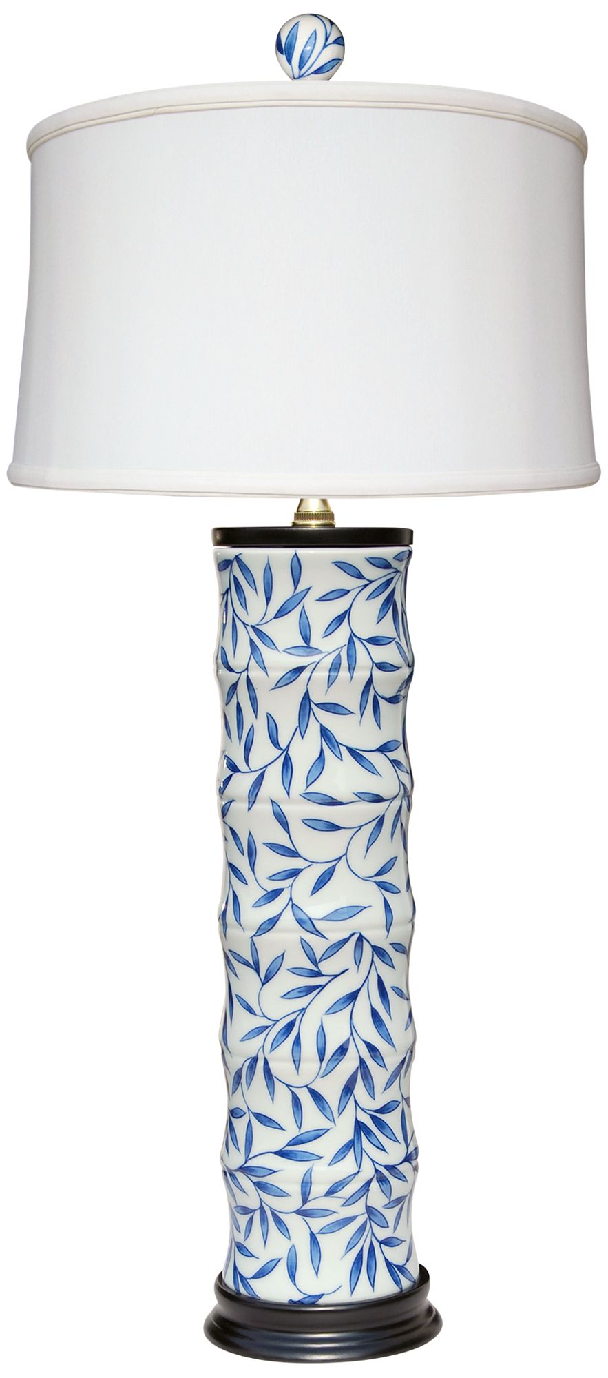 tall blue and white lamps